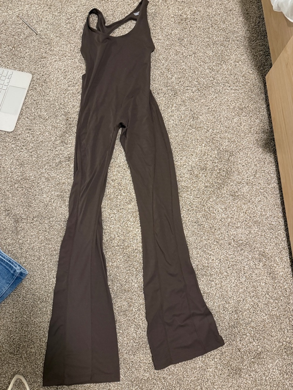 Scoop Neck Brown Flared Jumpsuit